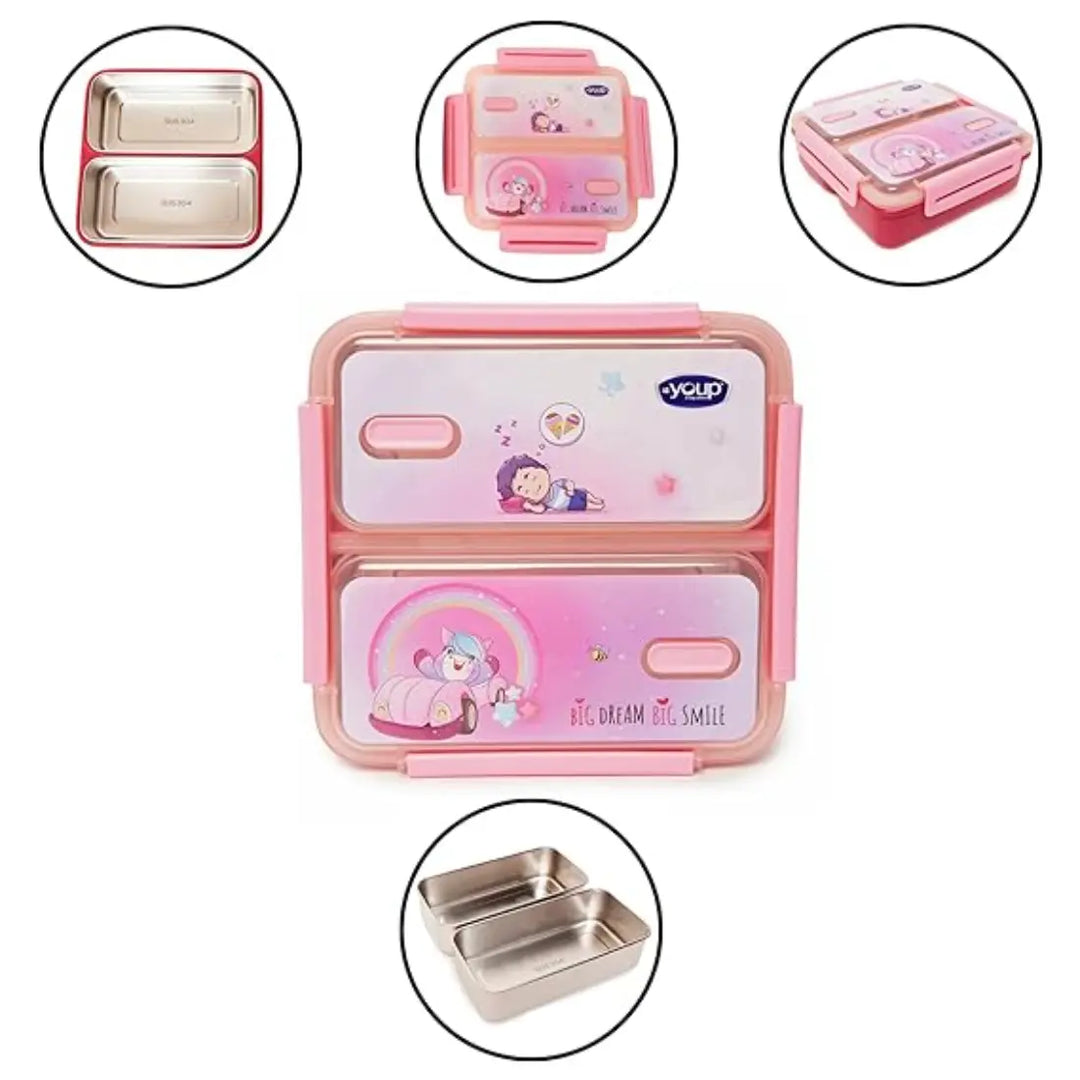 Magical Unicorn Stainless Steel Lunch Box - Pluto (1100 ml) - Pink