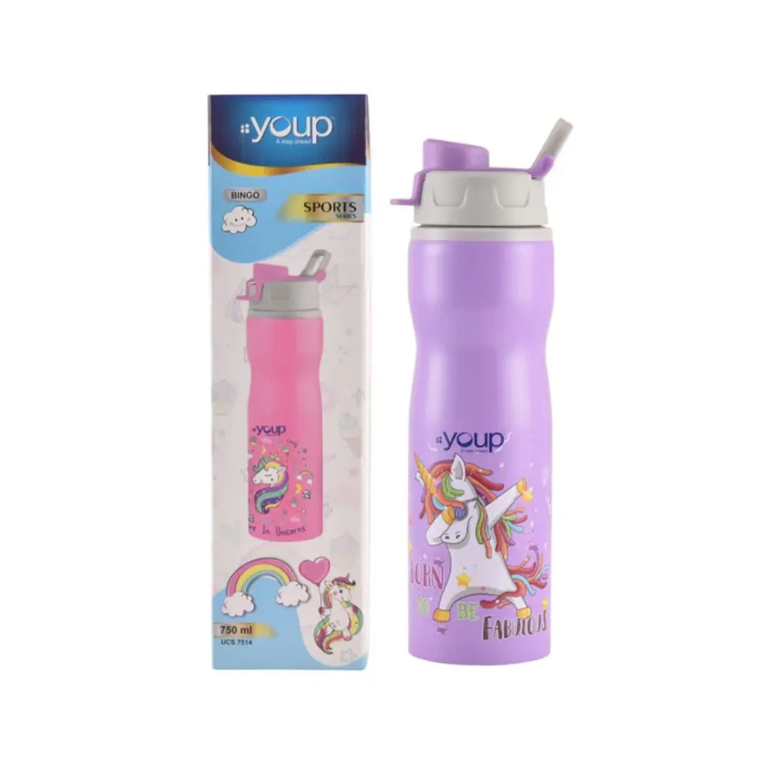 Magical Unicorn Stainless Steel Bottle - Bingo (750 ml) - Purple