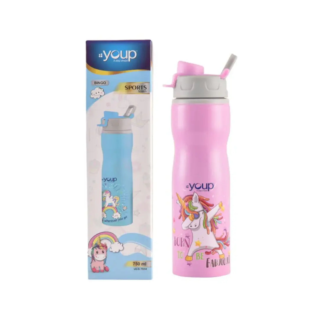 Magical Unicorn Stainless Steel Bottle - Bingo (750 ml) - Pink