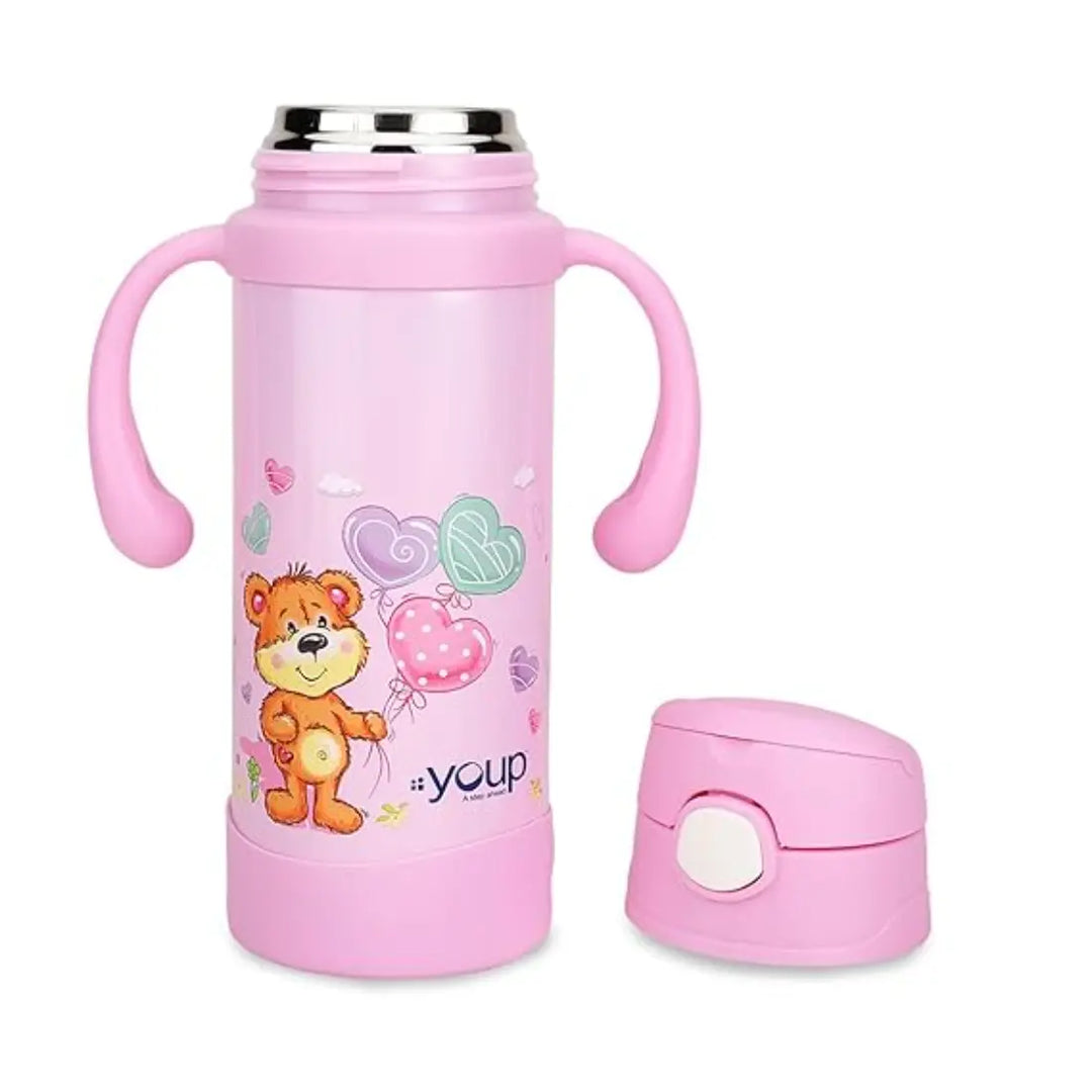 Youp 2in1 Stainless Steel Straw Sipper & Feeding Bottle - Eudora (220 ml) - Pink