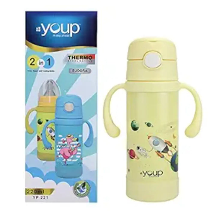 Youp 2in1 Stainless Steel Straw Sipper & Feeding Bottle - Eudora (220 ml) - Yellow