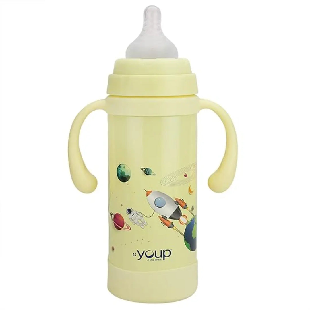 Youp 2in1 Stainless Steel Straw Sipper & Feeding Bottle - Eudora (220 ml) - Yellow