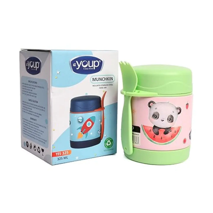 Youp 2in1 Stainless Steel Food Jar - Munchkin (320 ml) - Green