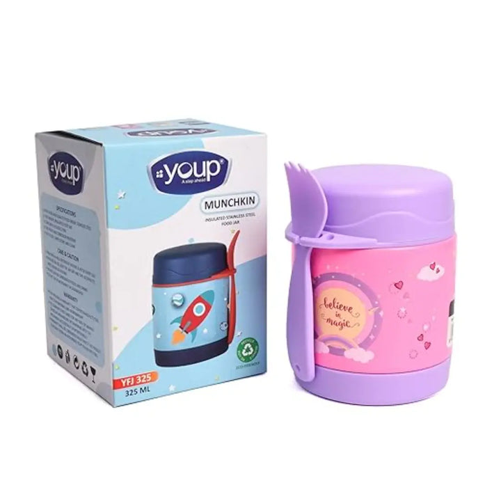 Youp 2in1 Stainless Steel Food Jar - Munchkin (320 ml) - Purple