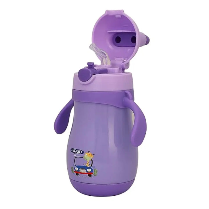 Youp 2in1 Stainless Steel Straw Sipper & Feeding Bottle - Wiggly (350 ml) - Purple