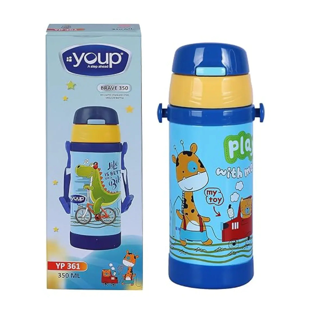 Youp 2in1 Stainless Steel Vacuum Bottle - Brave (350 ml) - Blue