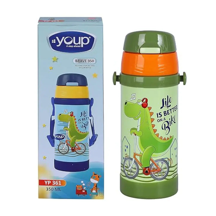 Youp 2in1 Stainless Steel Vacuum Bottle - Brave (350 ml) - Green