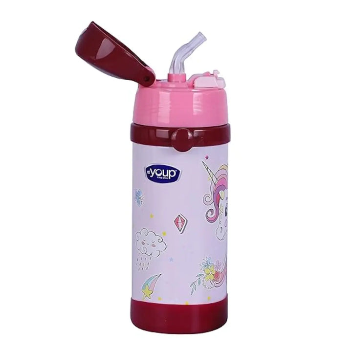 Youp 2in1 Stainless Steel Vacuum Bottle - Brave (350 ml) - Pink