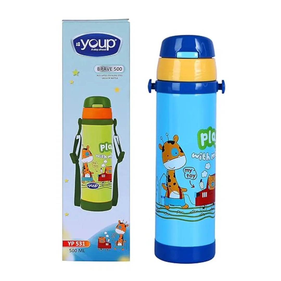 Youp 2in1 Stainless Steel Vacuum Bottle - Brave (500 ml) - Blue