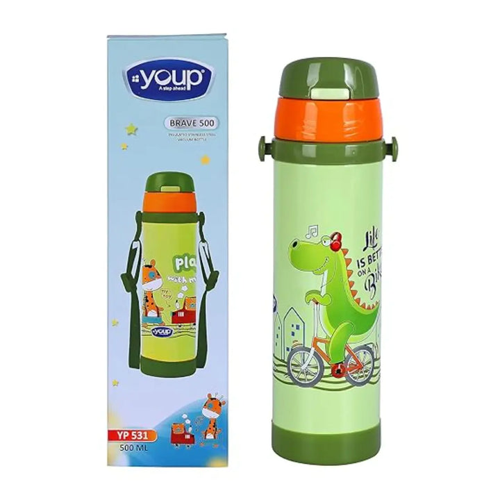 Youp 2in1 Stainless Steel Vacuum Bottle - Brave (500 ml) - Green