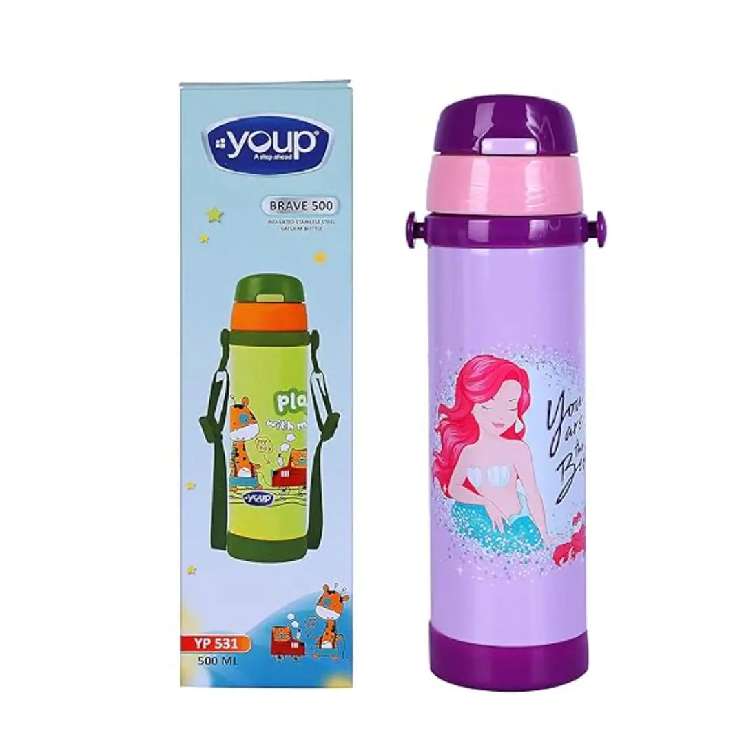 Youp 2in1 Stainless Steel Vacuum Bottle - Brave (500 ml) - Purple