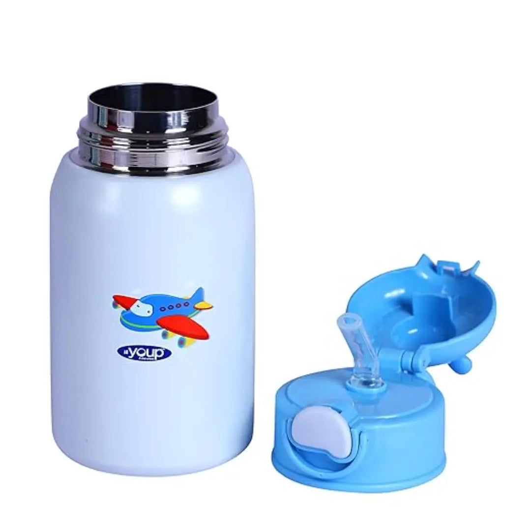 Youp 2in1 Stainless Steel Straw Sipper & Feeding Bottle - Tiago (500 ml) - Blue