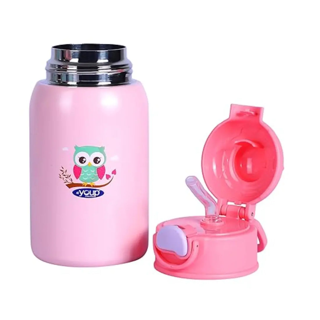 Youp 2in1 Stainless Steel Straw Sipper & Feeding Bottle - Tiago (500 ml) - Pink