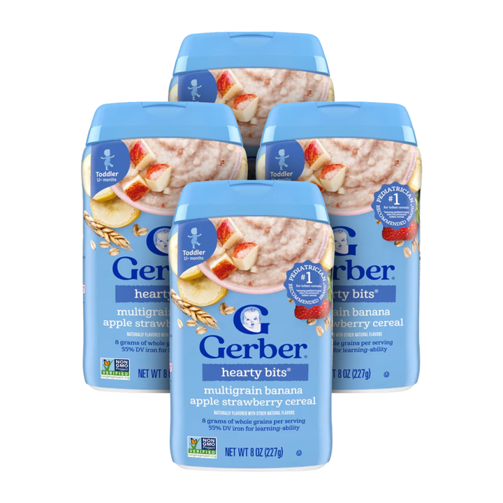 Gerber Cereal Hearty Bits Multigrain, Banana, Apple &amp; Strawberry (227g)