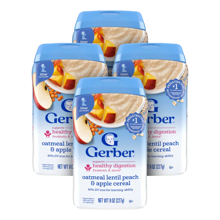 Gerber Cereal Power Blend Probiotic Oatmeal, Lentil, Peach &amp; Apple (227g)