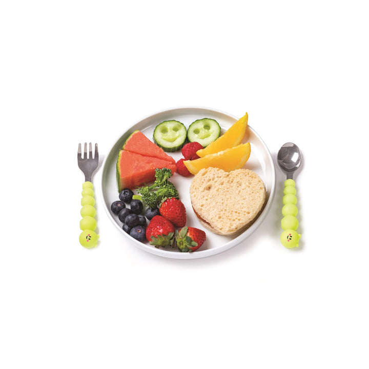 melii Silicone Spoon & Fork Set - Caterpillar