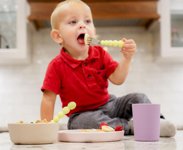 melii Silicone Spoon & Fork Set - Caterpillar