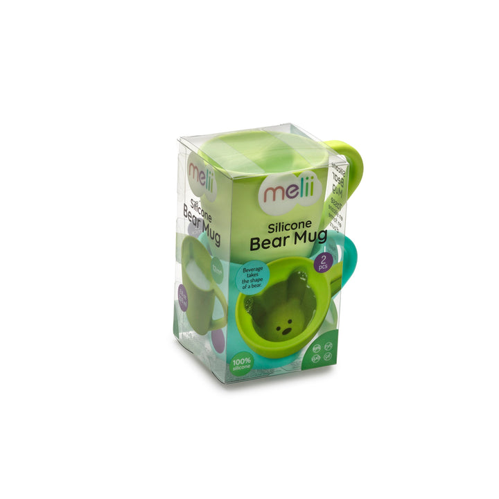 melii Silicone Bear Mug - 2 pack (Green/Blue)