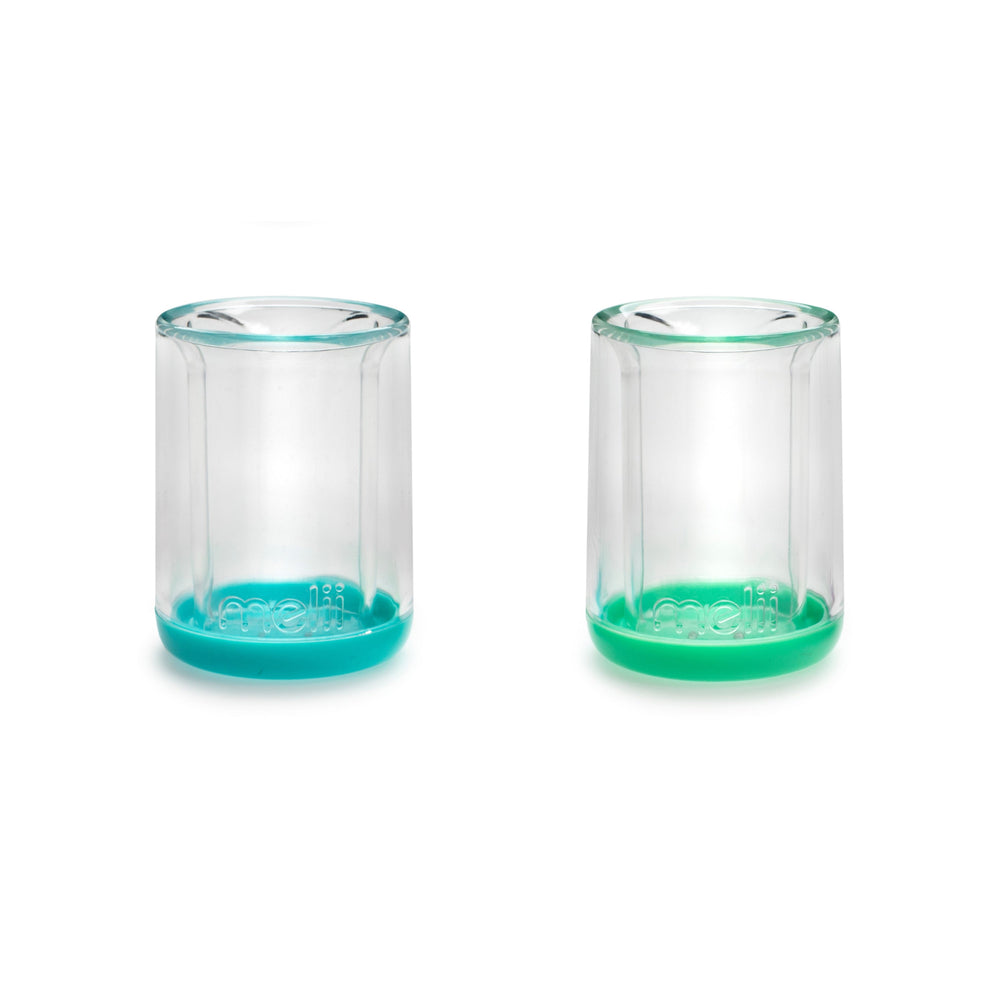 melii Double Walled Bear Cup - 2 pack (Green/Blue)