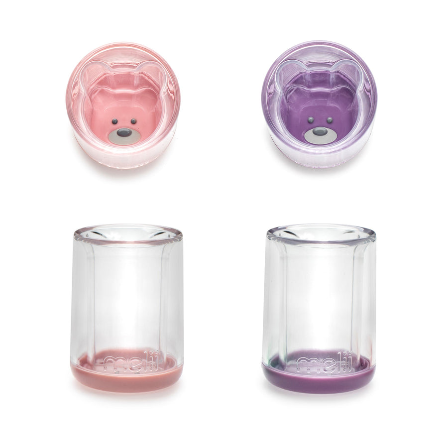 melii Double Walled Bear Cup - 2 pack (Pink/Purple)