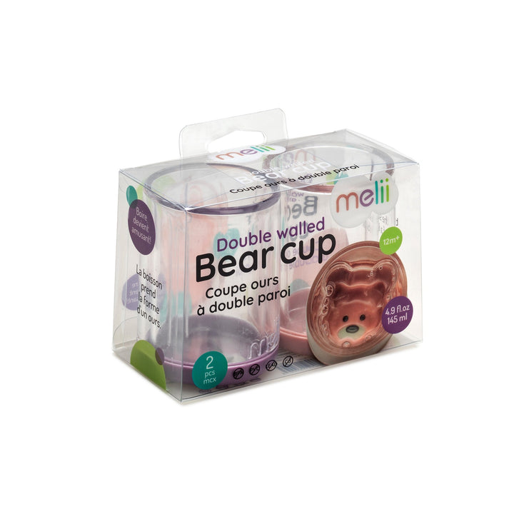 melii Double Walled Bear Cup - 2 pack (Pink/Purple)