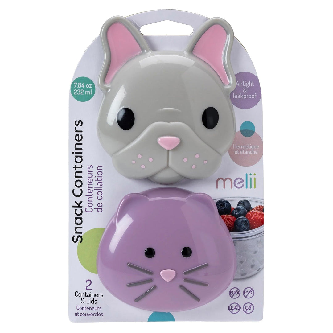 melii Snack Container - Bulldog & Cat - 2 pack