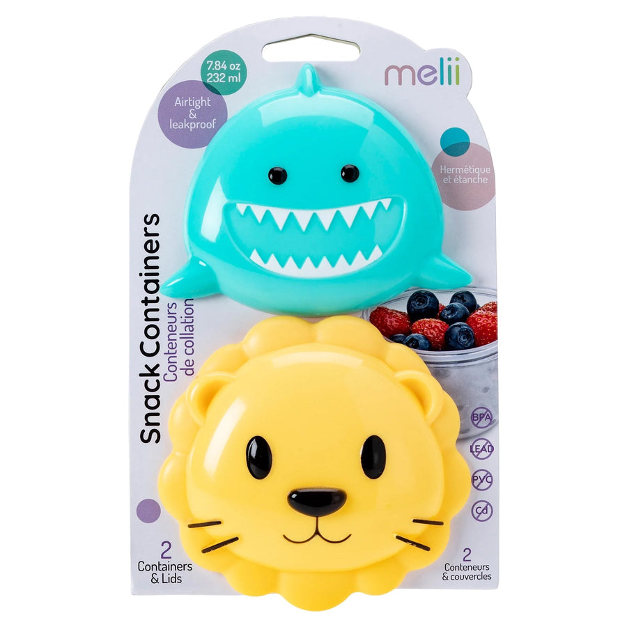 melii Snack Container - Shark & Lion - 2 pack